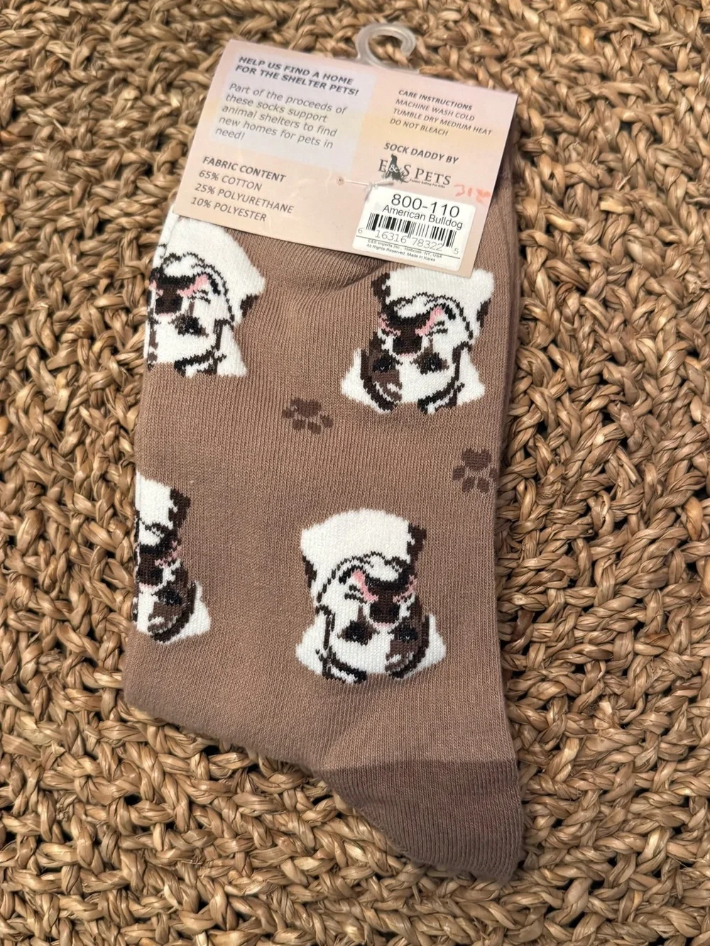 Sock Daddy by E&S Pets American Bulldog Crew Socks Unisex One Size